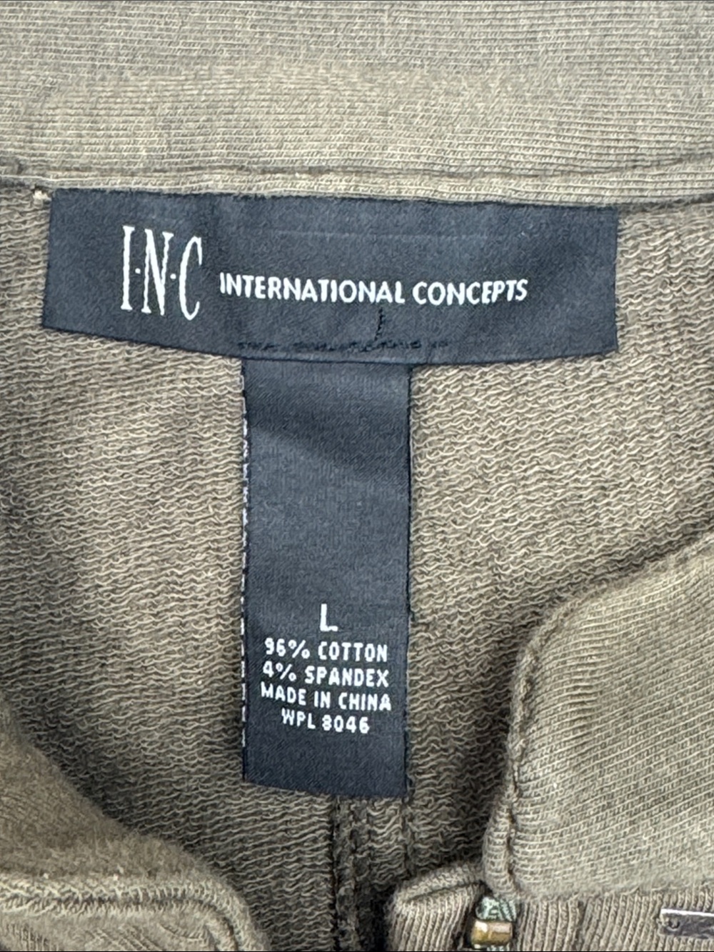 INC International Concepts Olive Green Military Style Jacket Embellished Size L - Picture 3 of 6